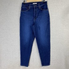 Levi's High Waisted Mom Jeans Womens 30 Dark Blue Denim Tapered Stretch Jean