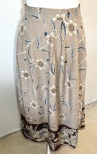 Vtg Sag Harbor Women's 1X Skirt Floral Midi A-Line Pockets Beige  Brown