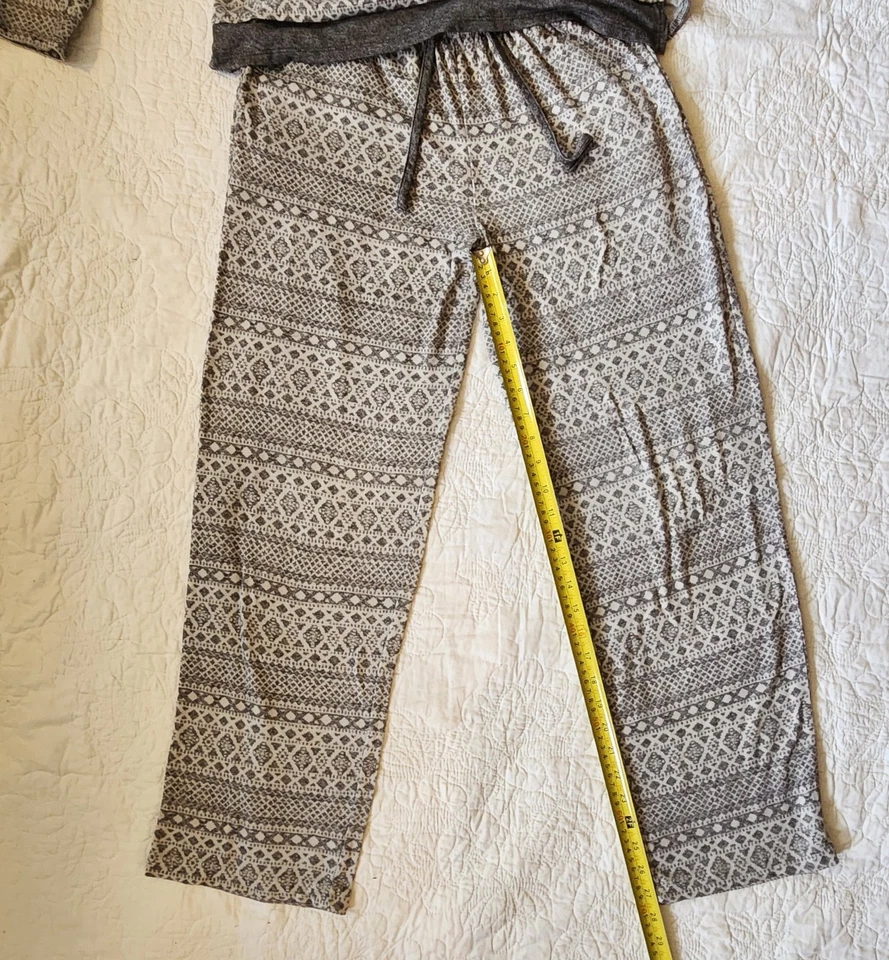 Conjunto de pijama Cuddl Duds para mujer S gris/blanco manga larga ropa para dormir top y pantalones Foto 2 de 4