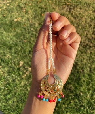 Indian Women s Pretty Gold Multicolor Tikka Head Jewelry Wedding Party Wear