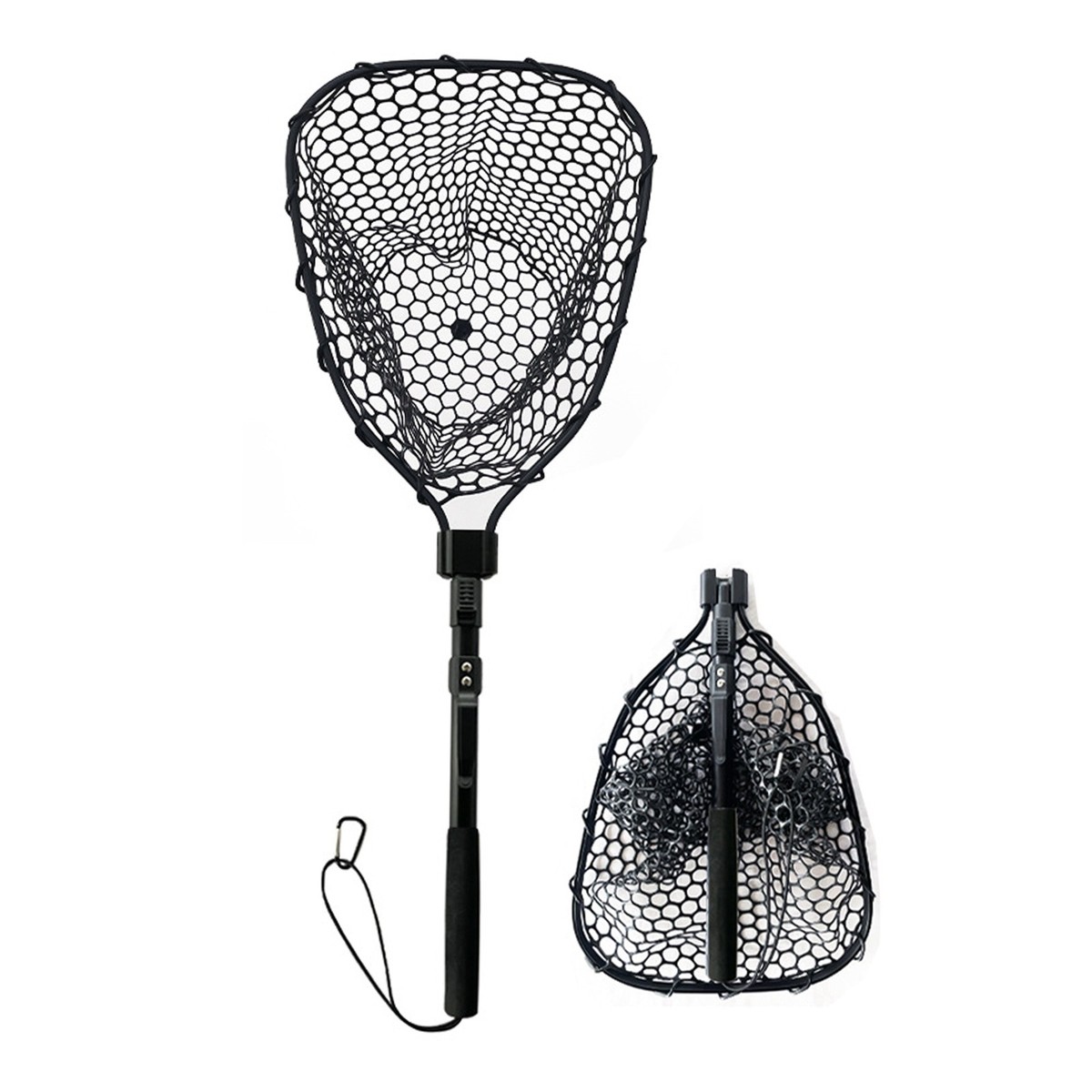 black fishing scoop nets SEASPRO Telescoping Net Aluminum Alloy Rubber Fish Net Rubberised odor free mesh. 403 Black Scoop Net 18"