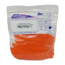100 Pack Gateway Feathers 4" Left Wing: Parabolic Flo Fluorescent Orange
