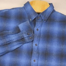 Pendleton Mason Plaid Flannel Shirt Men's Size Large Button Down Blue Black