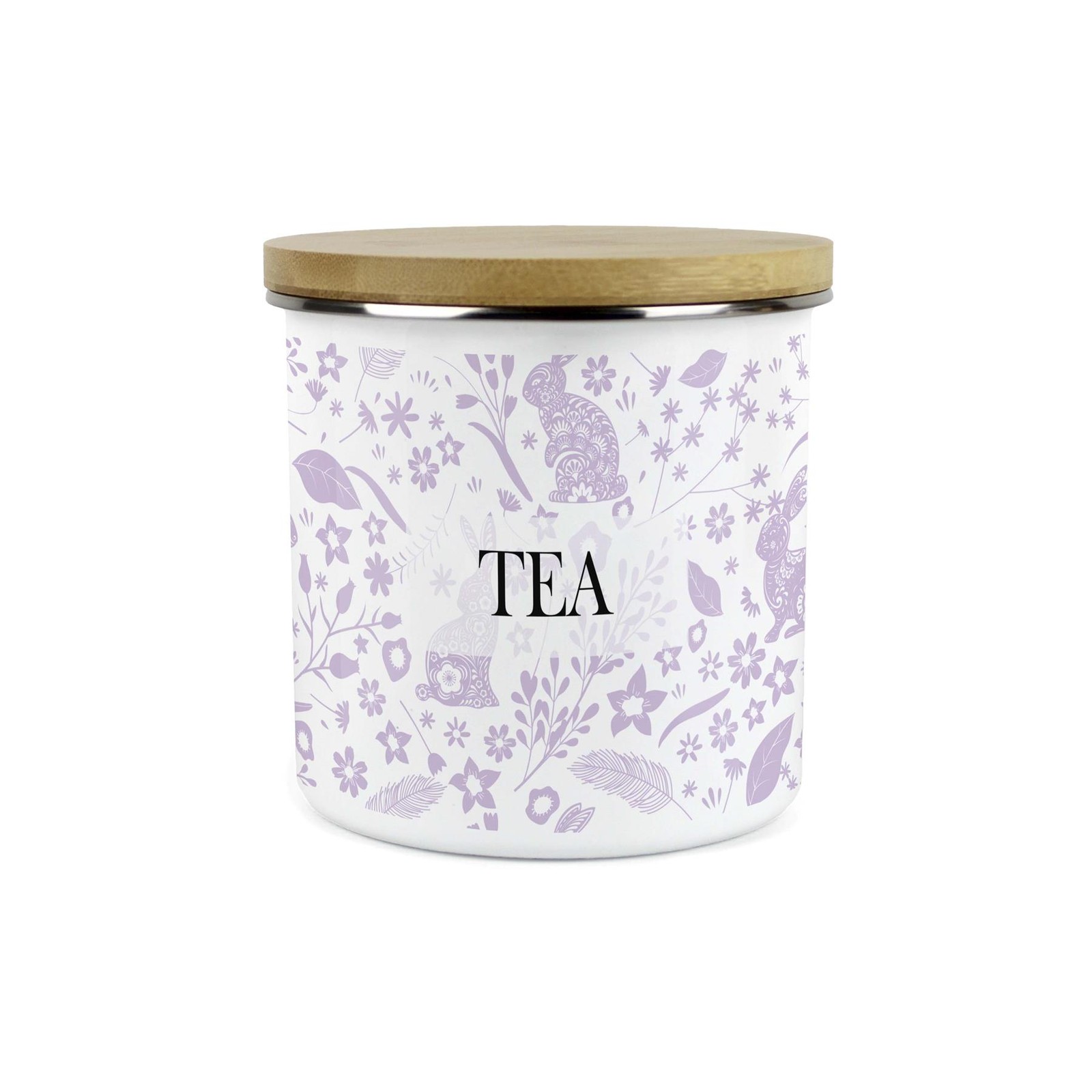 Wild Rabbits Tea Storage Canister - Lilac Purple Enamel Food/Drink Container
