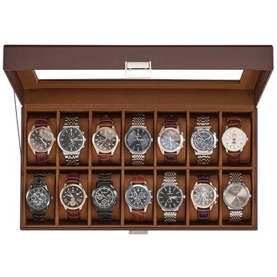 Watch Case for Men, 14 Slot Mens Watch Box Holder Organizer 14