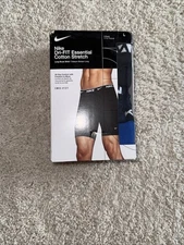 Nike Dri-FIT Essential Cotton Stretch Boxer Brief 3-Pack Large Blue Black
