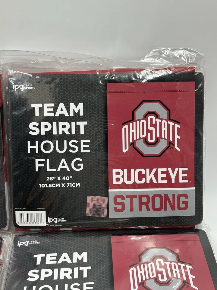 Ohio State Buckeye Flag Strong House 28 In X 40 In Team Spirit New  Lot Of 4 - Image 4 of 4