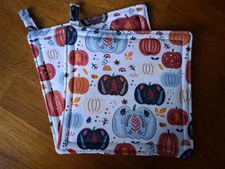 Potholders, handmade set of 2, Pumpkins