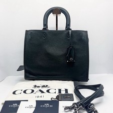 Coach tote Rogue  green leather medium top ha...