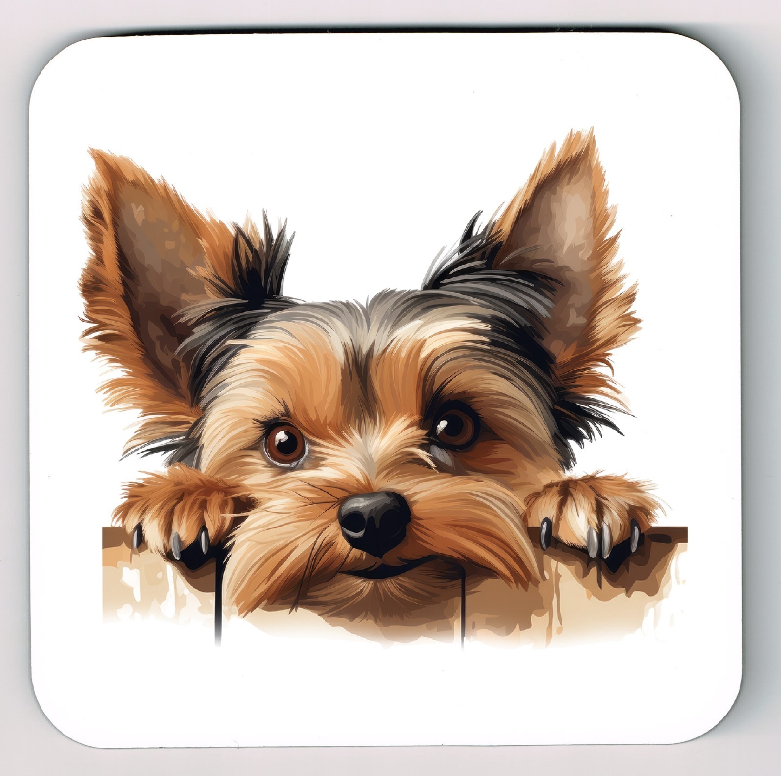 Peeking Peeping Yorkshire Terrier Image Coaster,  Yorkshire Terrier Coaster