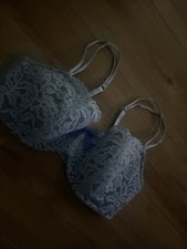 b.Tempt'd by Wacoal Ciao Bella Pretty Blue Lace Underwire Balconette Bra 36D