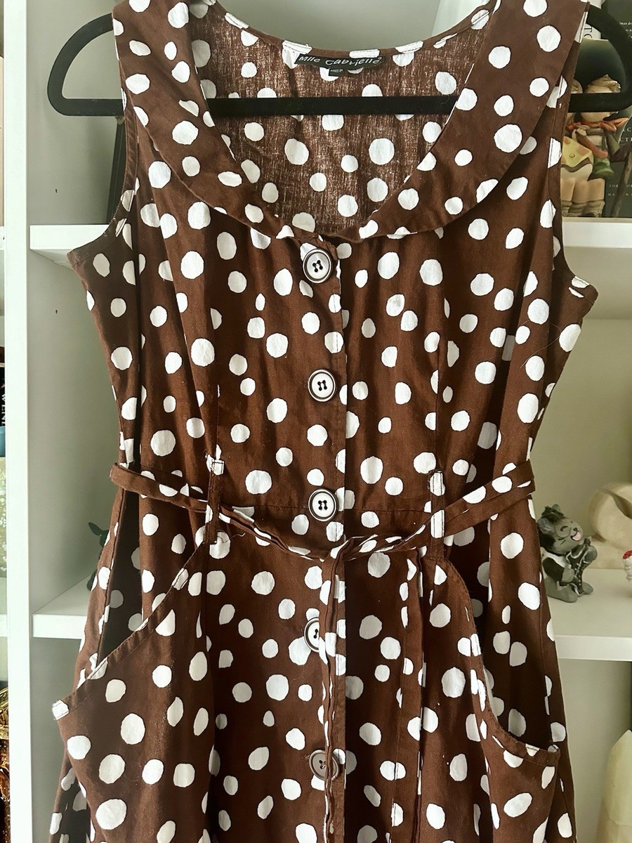 brown and white spotty dress HEYCHIC Zaya Brown White Polka Dot Maxi Dress, AU 14