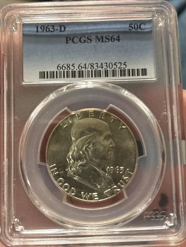 1963-D Ben Franklin graded MS64