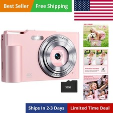 Digital Camera, FHD 4K Digital Point and Shoot Camera with 16X Zoom Anti Shak...