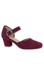 Trachtenpumps Melana burgund Veloursleder Trichterabsatz 5cm Riemen 35-42