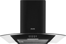 Abode AGCH6031B Chimney Cooker Hood 60cm Curved Glass Carbon Filters Black