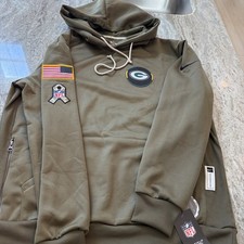 Nike Green Bay Packers Salute to Service Hoodie Olive Men's LG Dri-fit