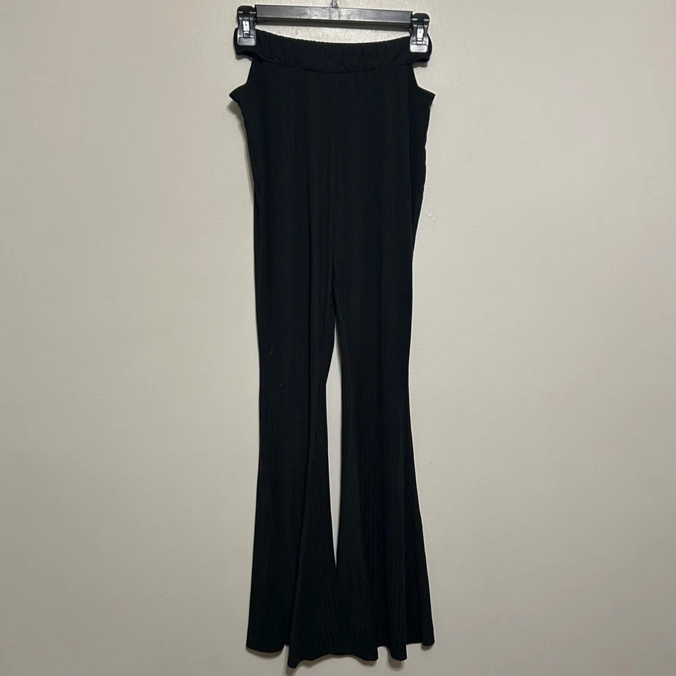 Леггинсы Rue 21 расклешенные черные L ребристые прихотливые готические без застежек комфортные эластичные - Изображение 2 из 4