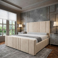 Plush Velvet Toronto Storage Panel Bed with Lined Design & Mattress Option UK