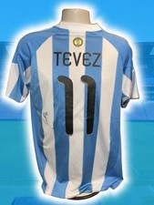 MAGLIA CARLOS TEVEZ FIRMATA ARGENTINA 2010 WORLD CUP HOME REPLICA COA PROOF RARA