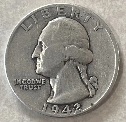 1942 Washington Quarter. 90% Silver. Free Shipping!