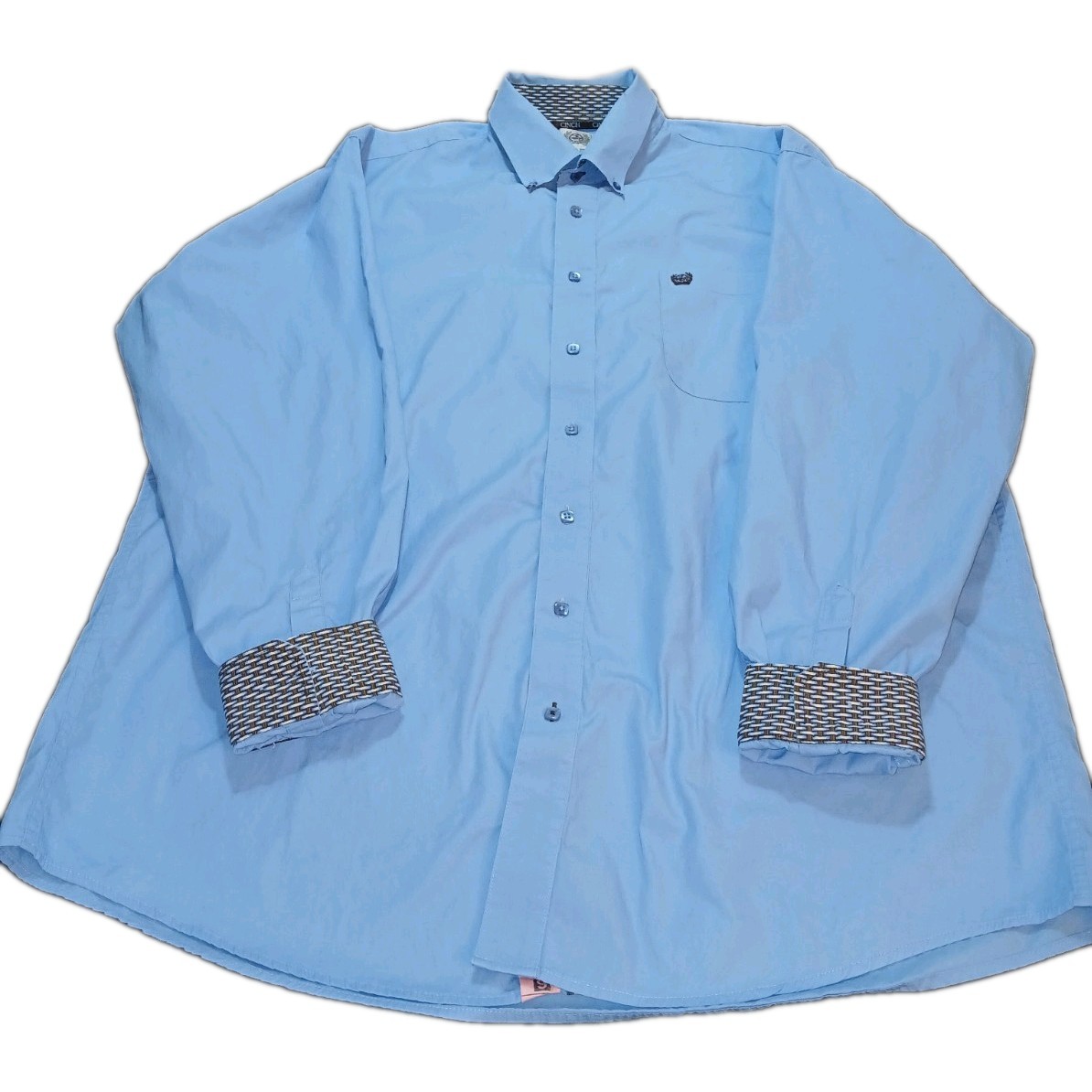 Cinch Mens Button Down Blue Casual Western Long Sleeves Size Xlarge image 2