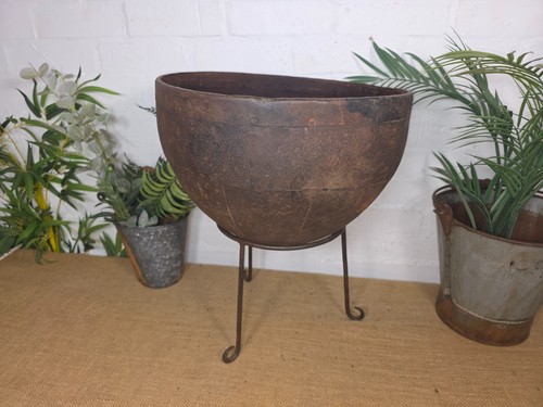 Large Heavy Duty Riveted Iron Indian Kadai Fire Pit Garden Planter Drinks Cooler - Picture 3 of 8