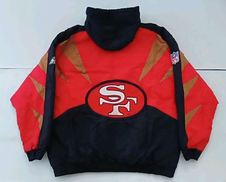 希少　NFL 49ers APEX ONE ナイロンジャケット L XL 90s VINTAGE APEX ONE PRO LINE SAN FRANCISCO 49ers SHARK TOOTH JACKET