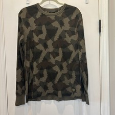 LL Bean x Todd Snyder Shirt Mens Medium Green Camo Thermal Waffle Knit Crew Neck