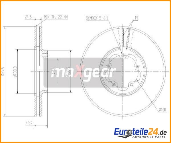 2 St. Bremsscheibe Maxgear 19-0814 Vorderachse FüR Ford-image