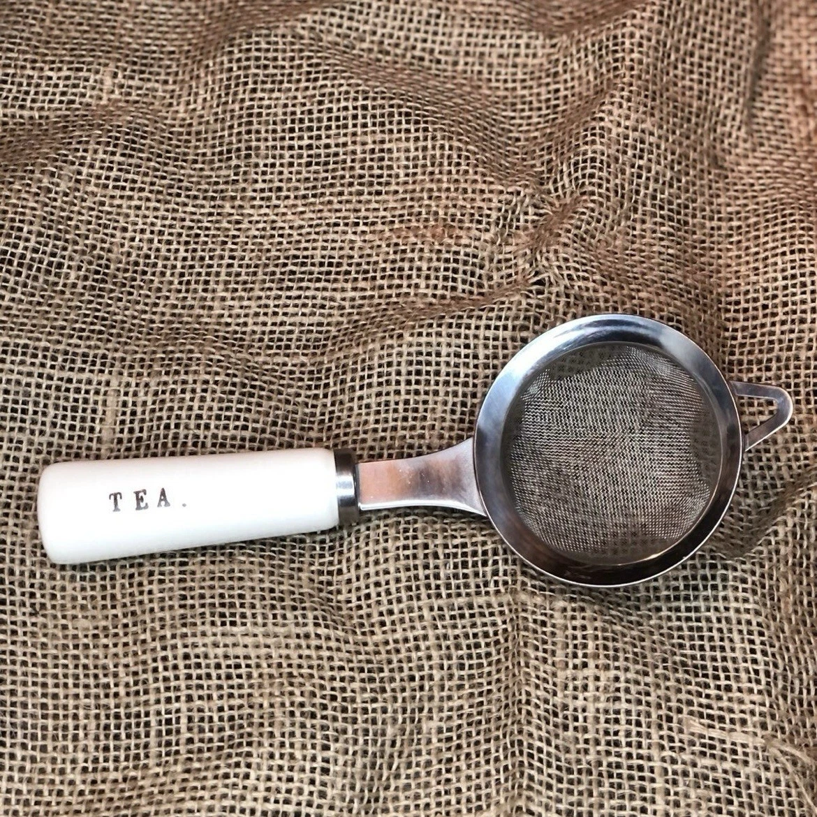 Rare HTF Rae Dunn Boutique Tea Strainer Typewriter Print Vintage