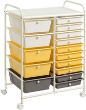 15-Drawer Organizer Cart Office School Storage Cart Rolling Drawer Cart Tools