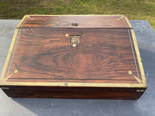 Handsome Antique Writing Slope With Rosewood Veneers - Picture 1 of 24