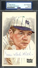Mrs. Babe Ruth PSA DNA Coa Signed Perez Steele Postcard Cut Autograph