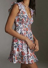 NEW Anthropologie Women’s XL The Peregrine Mini Dress Smocked Cap Sleeve