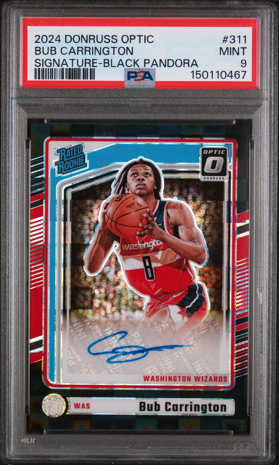2024 PANINI DONRUSS OPTIC SIGNATURE-BLACK PANDORA BUB CARRINGTON 14/25 PSA 9