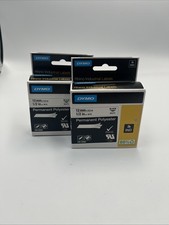2 DYMO 18483 RhinoPro Permanent Tape 1/2" Blk/Wht- Free Shipping