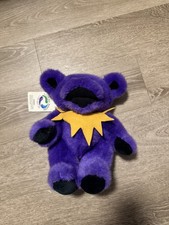 Grateful Dead Plush Bear 9  Steven Smith 1990 PURPLE  YELLOW Jointed W/Tags 