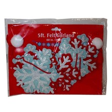 2895 - Elegant 5 Foot Snowflake Felt Christmas Holiday Garland for Home Decor P