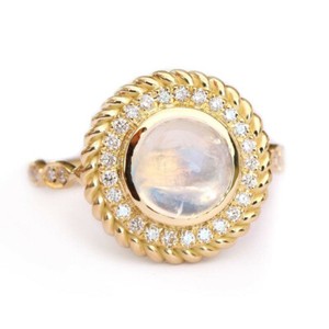 Authentic Elegant 18k Yellow Gold Plated Rings Women Moonstone Wedding Rings Sz 6-10