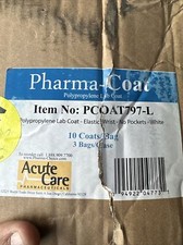 PHARMA-COAT White L. Polypropylene Lab Coat Elastic Waist No Pockets. 29 Pcs