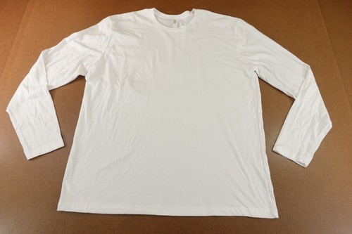 Next Level Mens Size XXL White Cotton Long Sleeve Crew Neck T-Shirt New