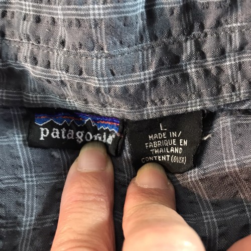 Patagonia Gry/Wht Plaid Organic Cotton Button Up Mens Size L - Picture 7 of 7
