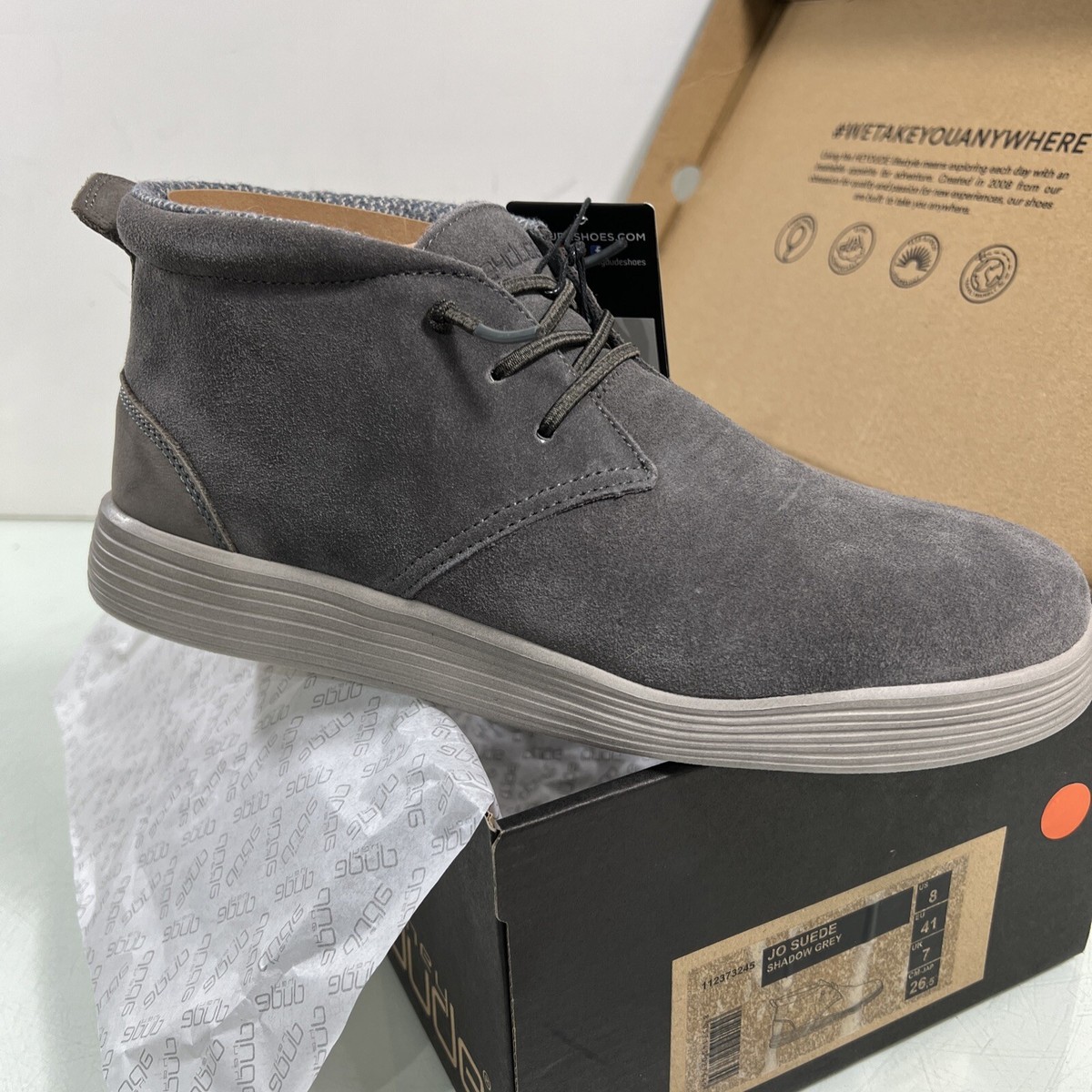 Hey Dude Jo Suede Shadow Grey Shoes High Top Mens Size 8 | eBay
