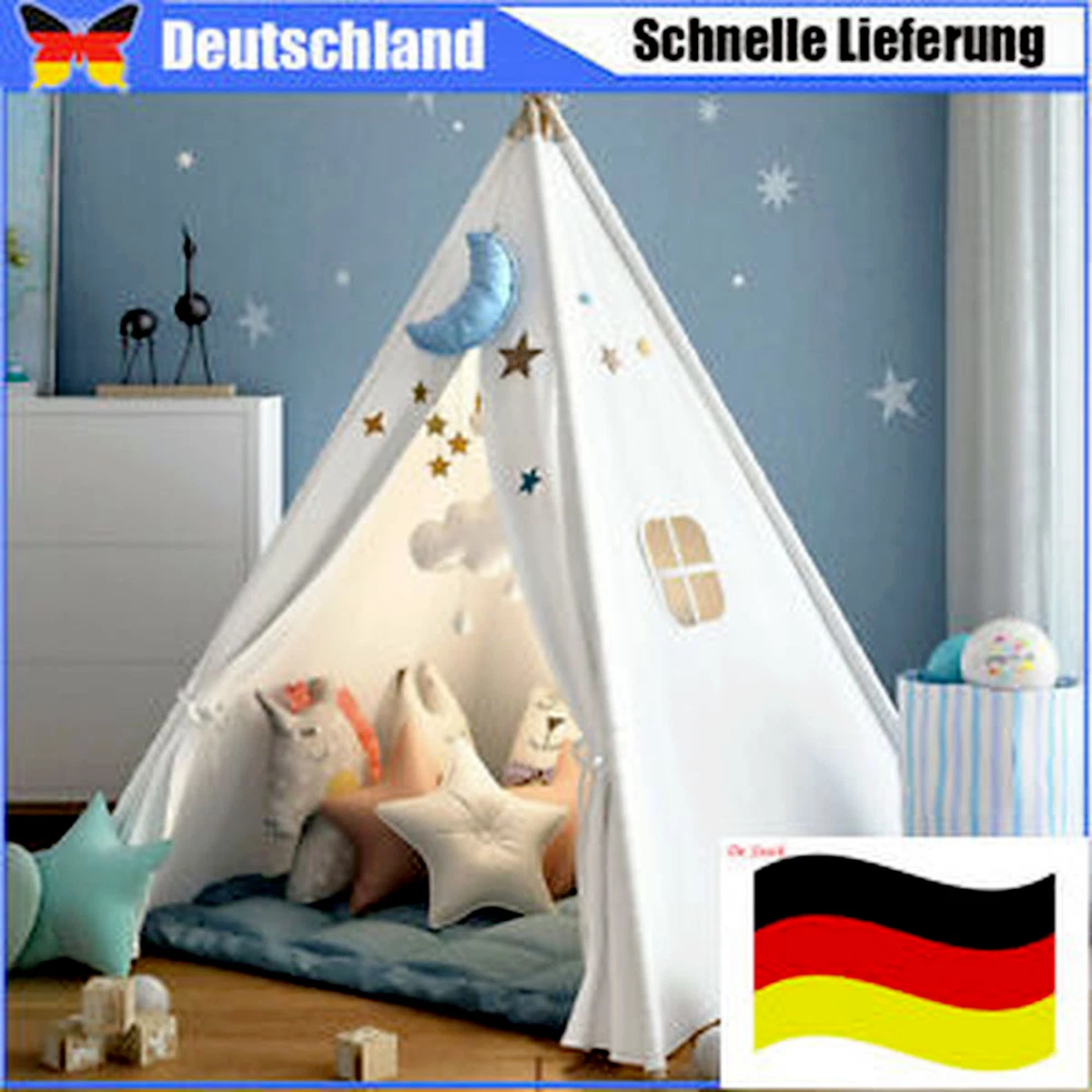 JRUKM Kinderzelt 120x105x128cm - Spielhaus Für Drinnen Mit Tragetasche