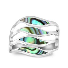 Amazing Waves of Color Abalone Shell Inlay Sterling Silver Ring - 9