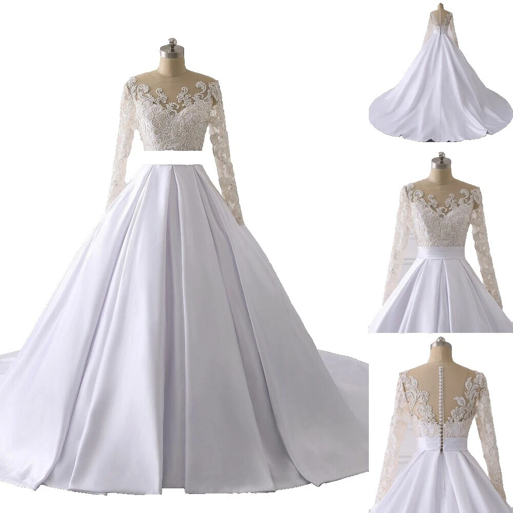 Satin Juniors Long Sleeve Wedding Dresses