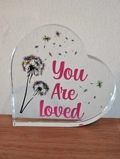 Heart Shaped Glass  You Are Loved Inspirational Glass Gift