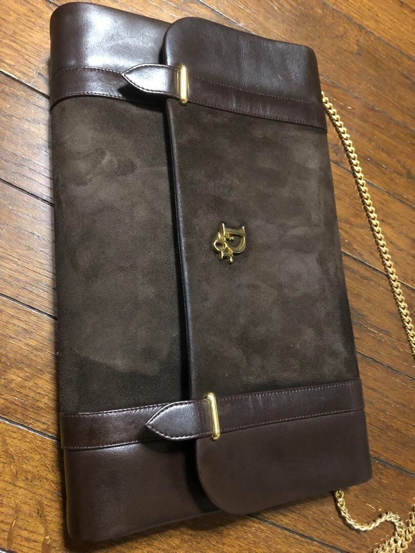 Sac bandoulière Dior daim noir authentique F110456
