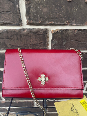 NWT  $149 Patricia Nash Vintage Veg Tan Giada Crossbody Chain Strap Red